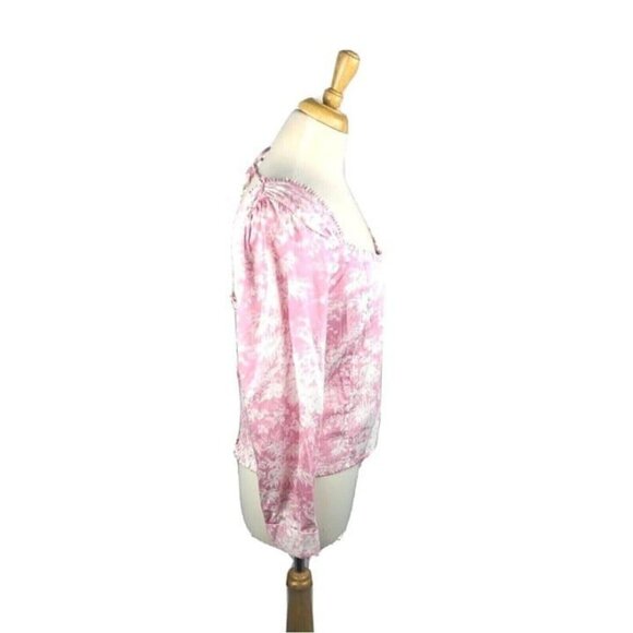 Wayf Womens Blouse Smocked Waist Long Sleeve Pink Floral Print Size XL NWOT - Picture 8 of 9